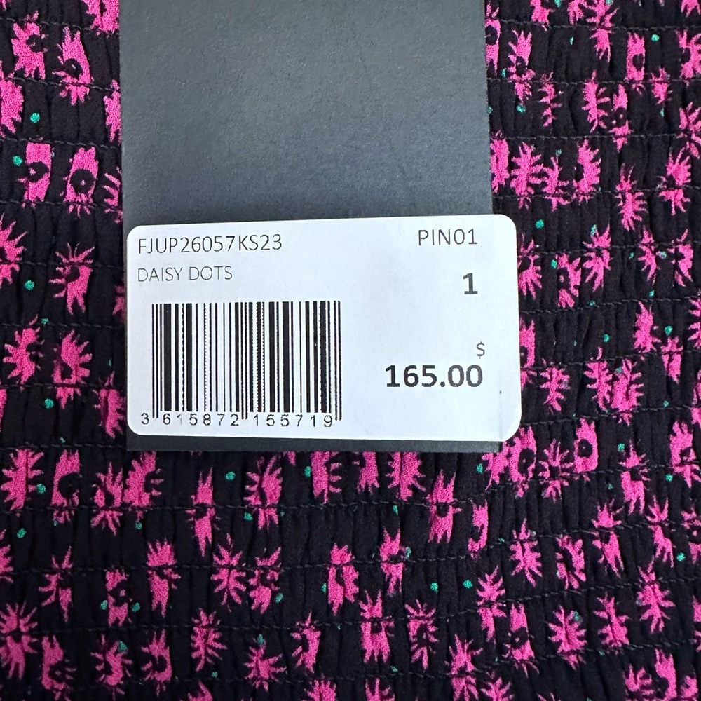 NWT | The Kooples | Black and Pink Daisy Dots | Ruched Mini Skirt - Picture 8 of 10